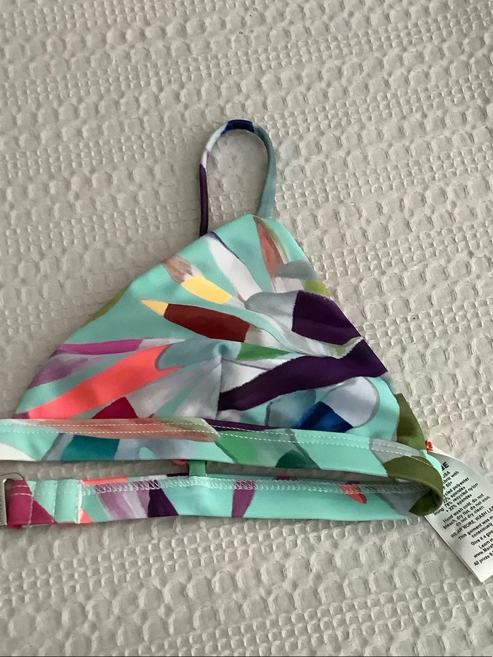 Mara Hoffman Abstract Multicolor Bikini Top in Aqua, Pink, Purple, Yellow